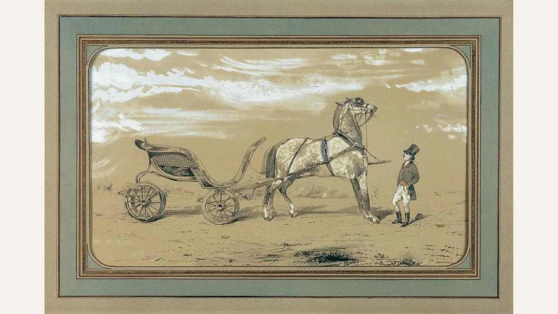 An equestrian painting by Alfred de Dreux