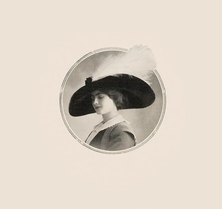 Gabrielle Chanel in a feathered hat, 1910