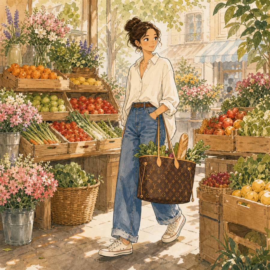 Cartoon Doing Groceries